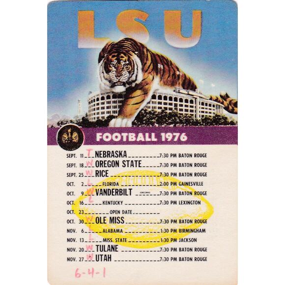 Vintage 1975 1976 1977 LSU Tigers Pocket Mini Football Schedule - A1118 - Picture 3 of 8
